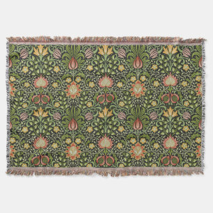 William Morris Persian Floral Botanical Design Throw Blanket
