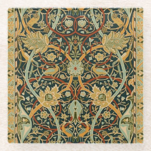 William Morris Persian Oriental Carpet Art Glass Coaster