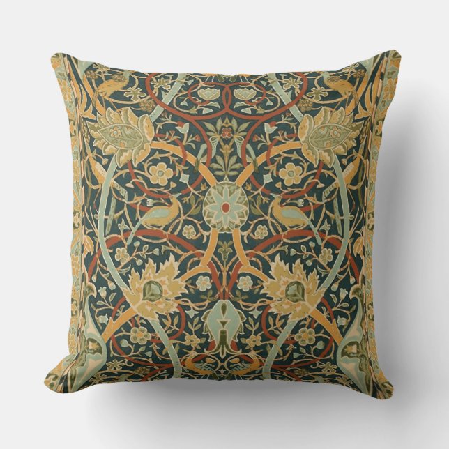William Morris Persian Oriental Carpet Art Outdoor Pillow (Front)