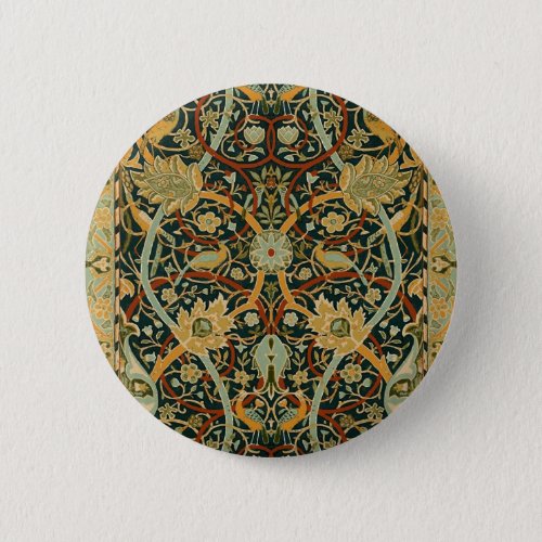 William Morris Persian Oriental Carpet Art Pinback Button