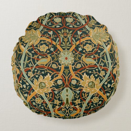 William Morris Persian Oriental Carpet Art Round Pillow