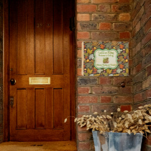 William Morris Personalized Autumn Leaves with Cat Wooden Box Sign