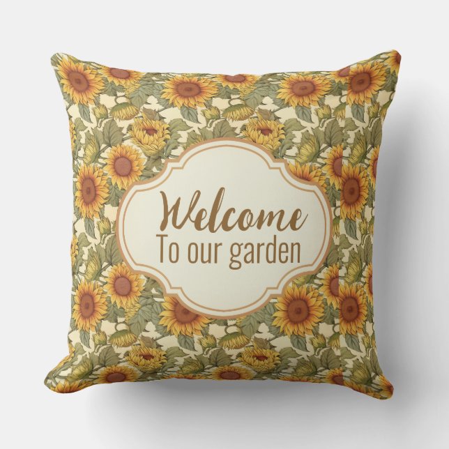 William Morris Personalized Autumn Sunflower Patio Outdoor Pillow (Front)