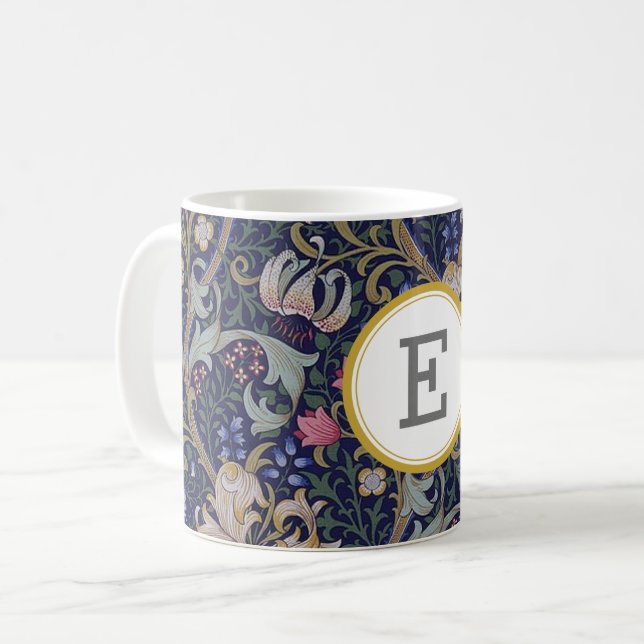 William Morris PERSONALIZED INITIAL Coffee Mug (Front Left)