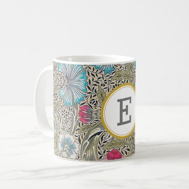William Morris PERSONALIZED INITIAL Coffee Mug (Front Left)