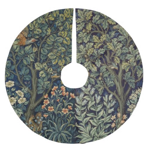 William Morris Pheasant Bird Tree Botanical Brushed Polyester Tree Skirt