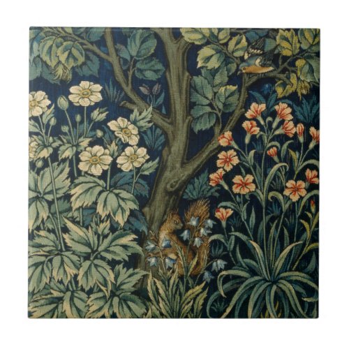 William Morris Pheasant Bird Tree Botanical Ceramic Tile