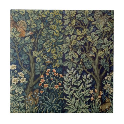 William Morris Pheasant Bird Tree Botanical Ceramic Tile
