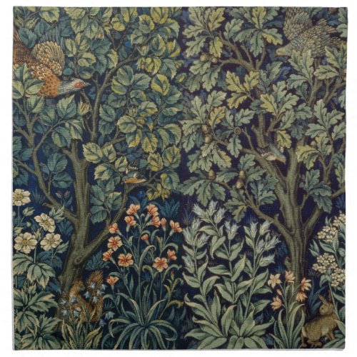 William Morris Pheasant Bird Tree Botanical Cloth Napkin