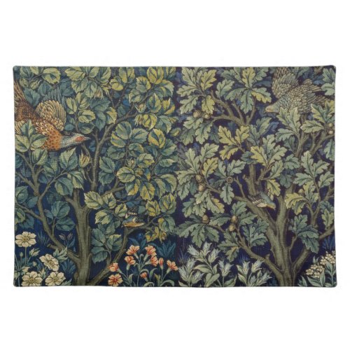 William Morris Pheasant Bird Tree Botanical Cloth Placemat
