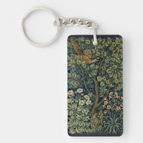 William Morris Pheasant Bird Tree Botanical Keychain