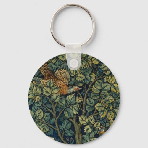 William Morris Pheasant Bird Tree Botanical Keychain