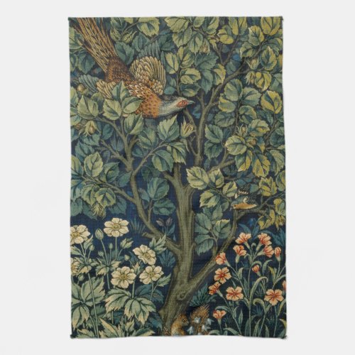 William Morris Pheasant Bird Tree Botanical Kitchen Towel