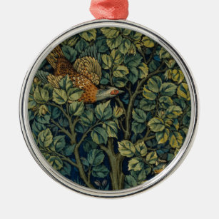 William Morris Pheasant Bird Tree Botanical Metal Ornament