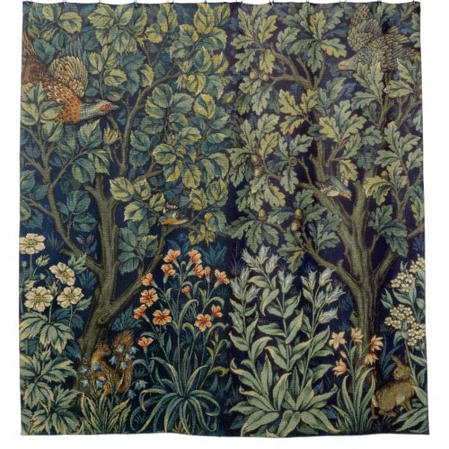 William Morris Pheasant Bird Tree Botanical Shower Curtain