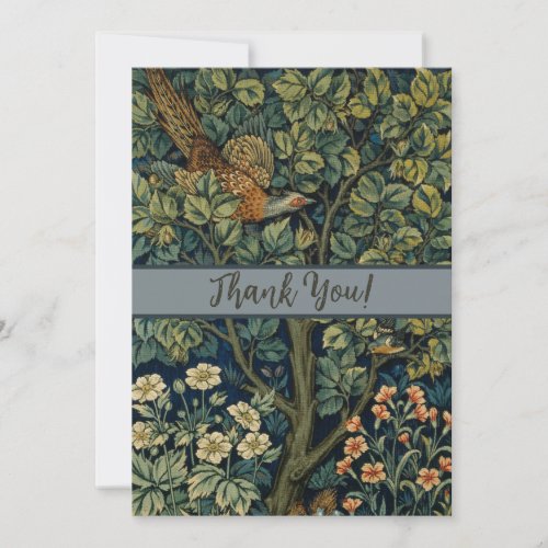 William Morris Pheasant Bird Tree Botanical Thank You Card