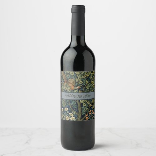 William Morris Pheasant Bird Tree Botanical Wine Label