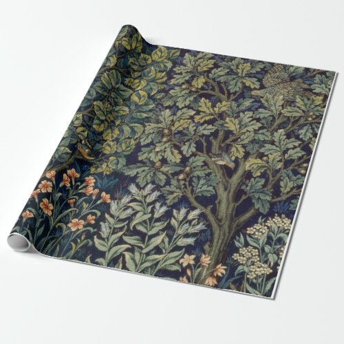 William Morris Pheasant Bird Tree Botanical Wrapping Paper