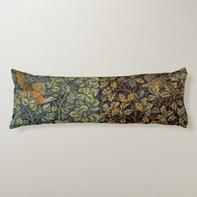 William Morris Pheasant Bird Tree Flower Body Pillow (Front)