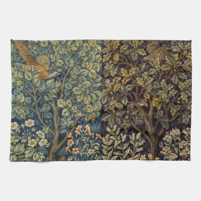 William Morris Pheasant Bird Tree Flower Kitchen Towel (Horizontal)