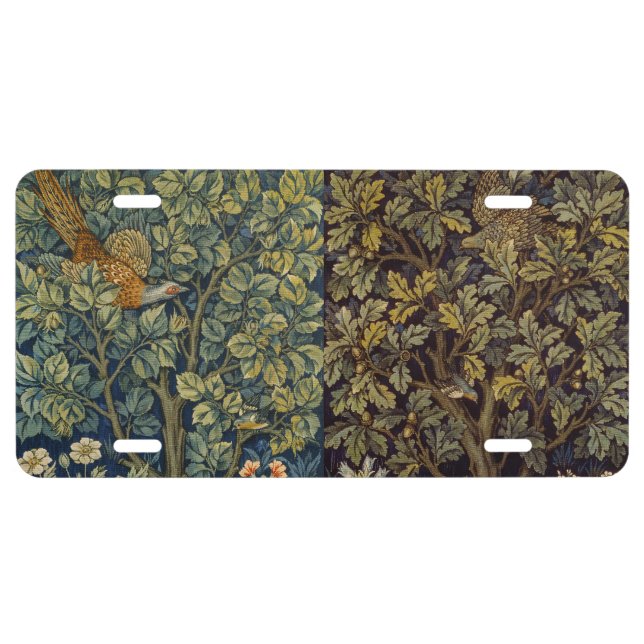 William Morris Pheasant Bird Tree Flower License Plate (Front)
