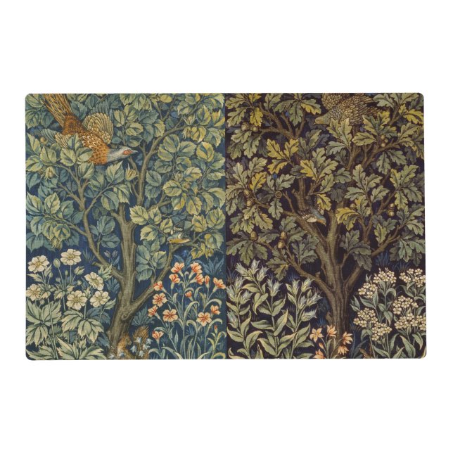 William Morris Pheasant Bird Tree Flower Placemat (Front)