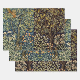 William Morris Pheasant Bird Tree Flower Woodland Wrapping Paper Sheets
