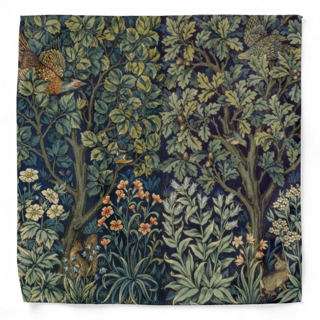 William Morris Pheasant Bird Tree Woodland Bandana (Front)