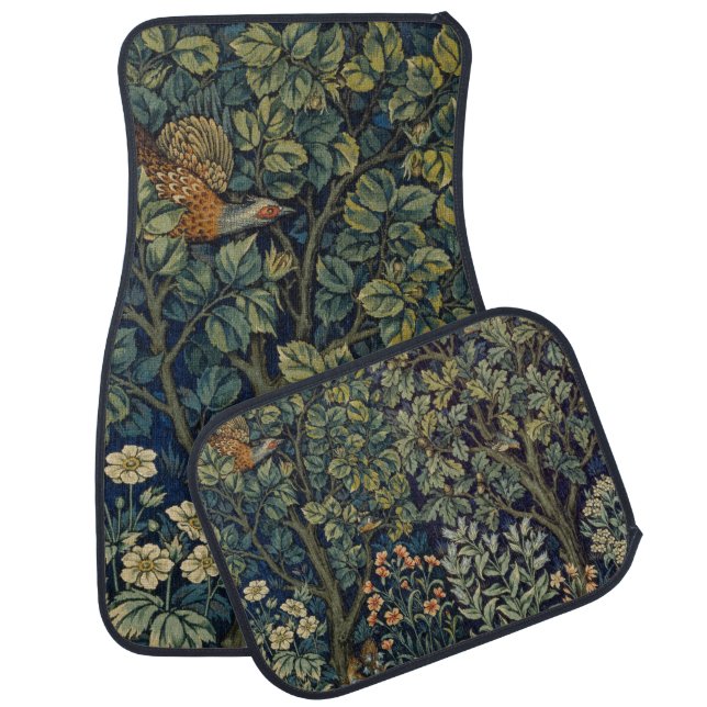 William Morris Pheasant Bird Tree Woodland Car Floor Mat (Set)