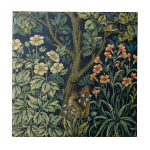 William Morris Pheasant Bird Tree Woodland Ceramic Tile