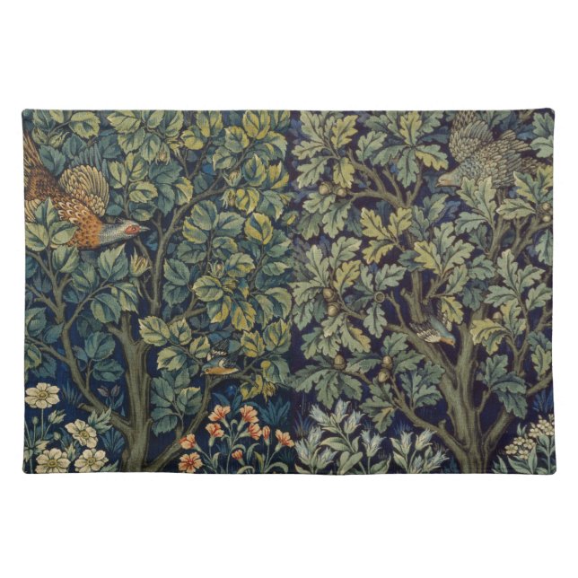 William Morris Pheasant Bird Tree Woodland Cloth Placemat (Front)
