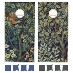 William Morris Pheasant Bird Tree Woodland Cornhole Set