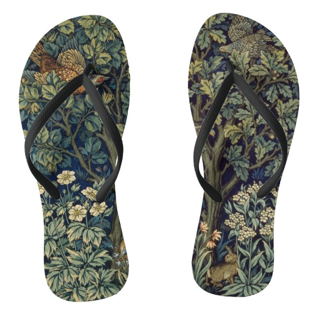 William Morris Pheasant Bird Tree Woodland Flip Flops (Footbed)