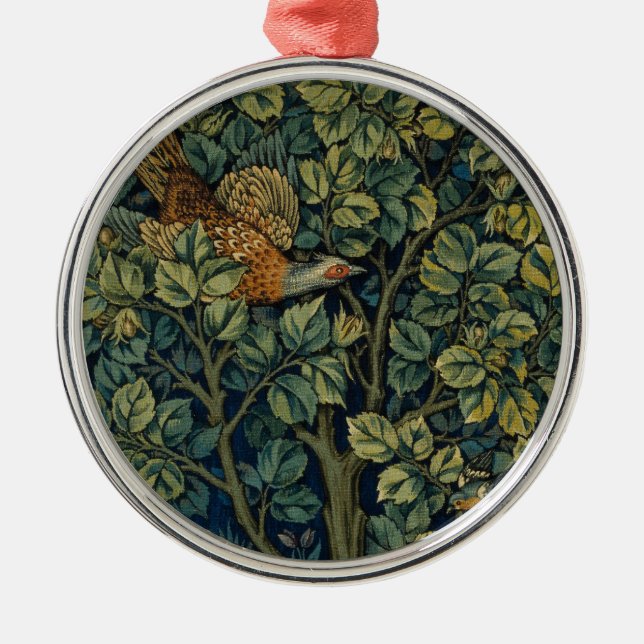 William Morris Pheasant Bird Tree Woodland Metal Ornament (Front)