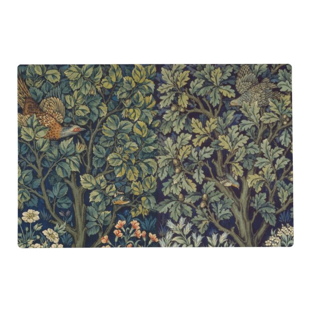 William Morris Pheasant Bird Tree Woodland Placemat (Front)