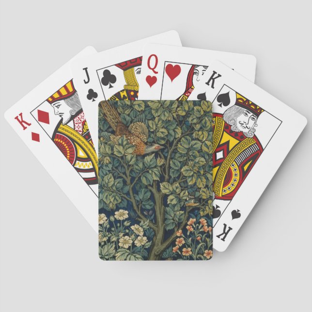 William Morris Pheasant Bird Tree Woodland Poker Cards (Back)