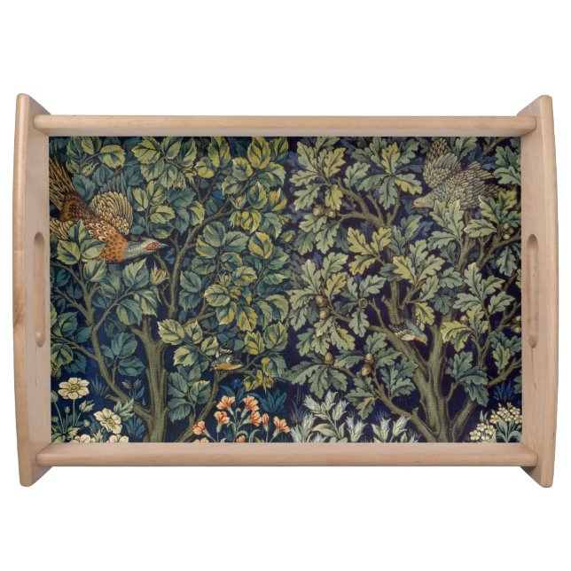 William Morris Pheasant Bird Tree Woodland Serving Tray (Front)