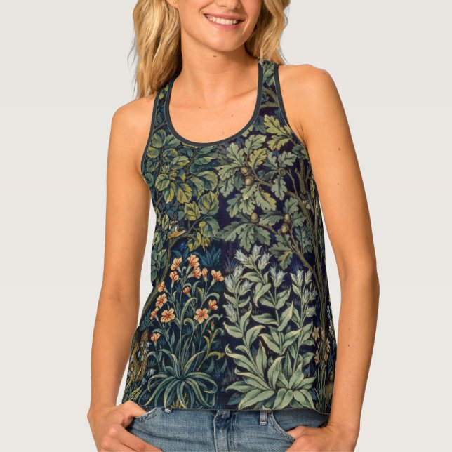 William Morris Pheasant Bird Tree Woodland Tank Top (Front)