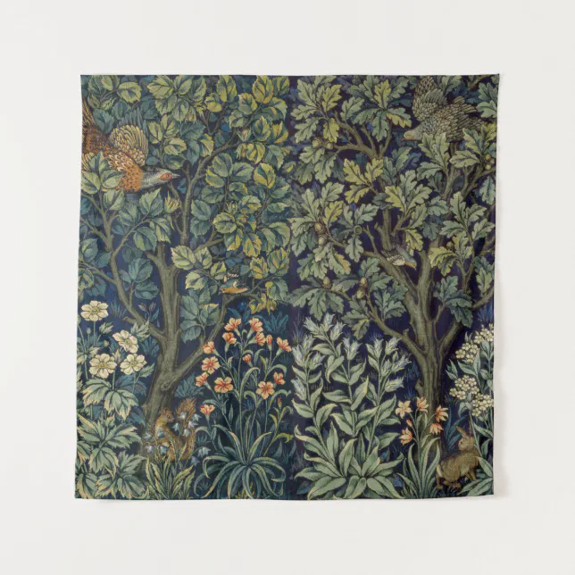 William Morris Pheasant Bird Tree Woodland Tapestry | Zazzle