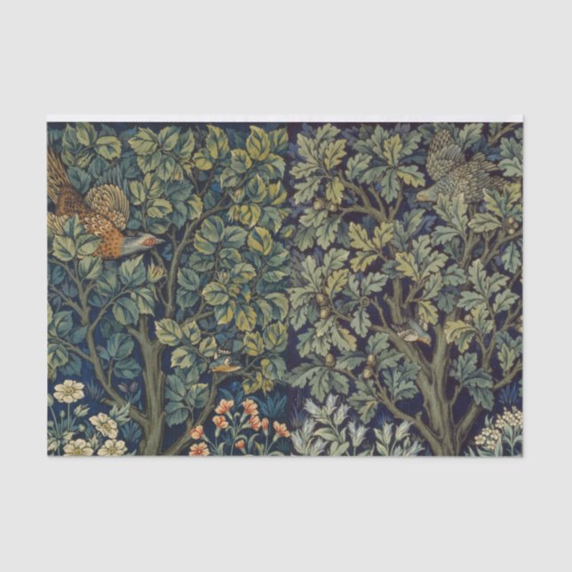 William Morris Pheasant Bird Tree Woodland Tissue Paper (Front)