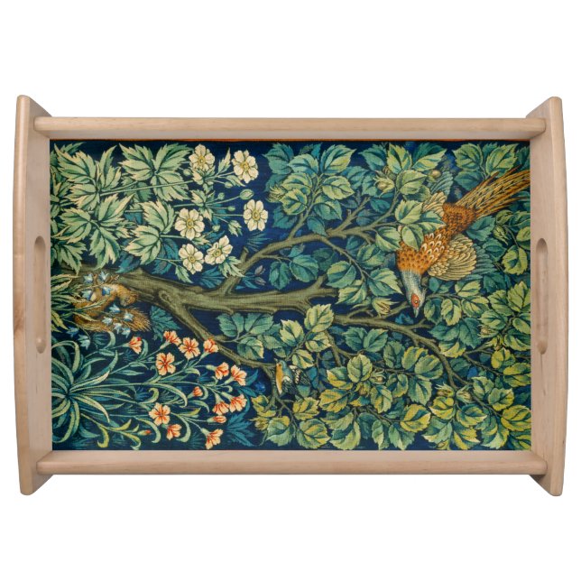 William Morris Pheasant Floral Bird Aviary  Serving Tray (Front)