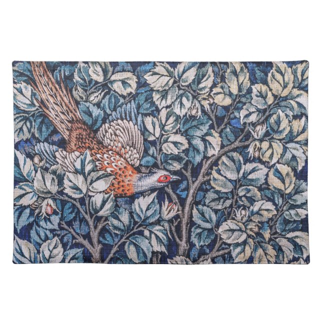 William Morris Pheasant Vintage Cloth Placemat (Front)