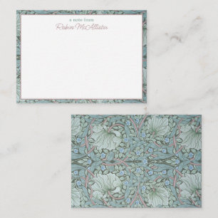 William Morris, Pimpernel - Aqua Green Floral Note Card