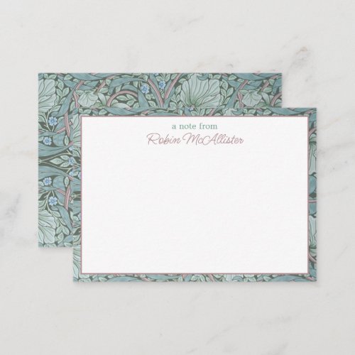 William Morris Pimpernel _ Aqua Green Floral Note Card