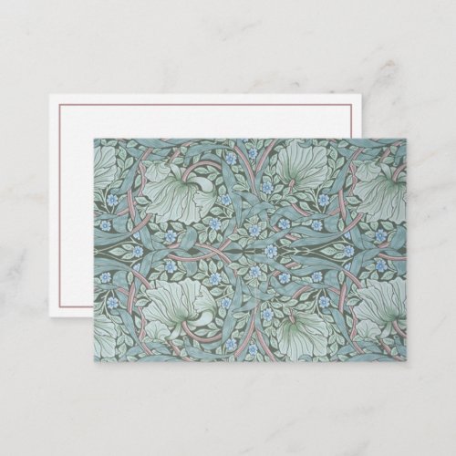 William Morris Pimpernel _ Aqua Green Floral Note Card