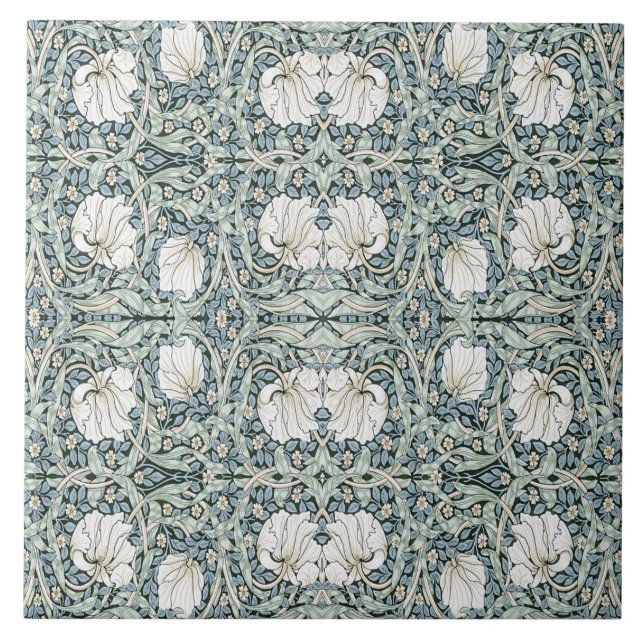 William Morris Pimpernel Blue Ceramic Tile (Front)