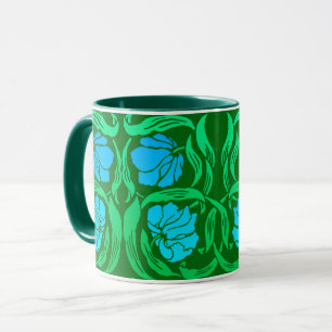 William Morris Pimpernel, Blue & Emerald Green Mug