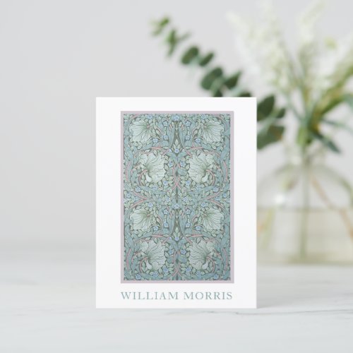 William Morris _ Pimpernel Blue  Green Floral Postcard