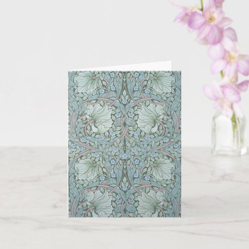 William Morris _ Pimpernel Blue  Green Flowers Card