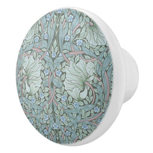 William Morris _ Pimpernel_ Blue  Green Flowers Ceramic Knob